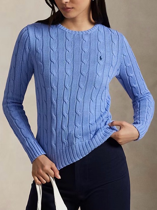 Polo By Ralph Lauren Cable-Knit Cotton Crewneck Sweater In Blue Size Xl